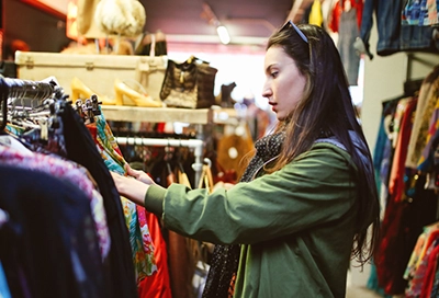 Consumer Finance customer shopping at a clothing store